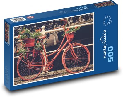 Bicykel - dekorácie, kvety - Puzzle 500 dielikov, rozmer 46x30 cm 