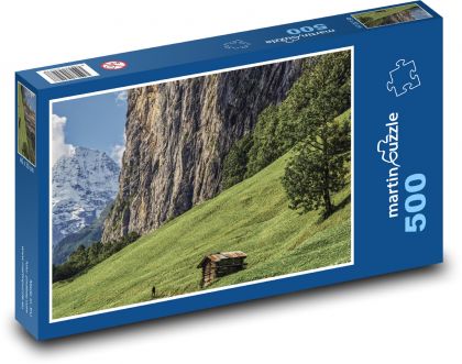 Horská chata - hora, skaly - Puzzle 500 dielikov, rozmer 46x30 cm 