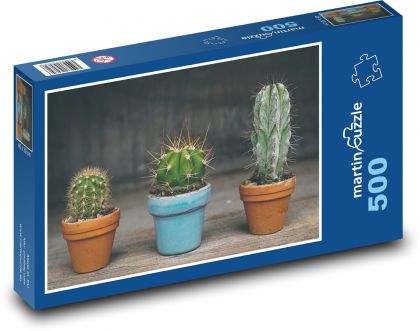 Kaktusy - pokojové rostliny, pichlavý - Puzzle 500 dílků, rozměr 46x30 cm