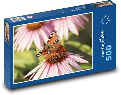 Pawie oko - motyl, zapylanie - Puzzle 500 elementów, rozmiar 46x30 cm