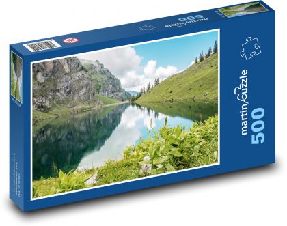 Jezioro Górskie - Alpy, Szwajcaria - Puzzle 500 elementów, rozmiar 46x30 cm