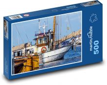 Prístav - člny, rybárska loď Puzzle 500 dielikov - 46 x 30 cm