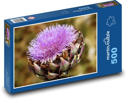 Artičok - kvet, fialový - Puzzle 500 dielikov, rozmer 46x30 cm 