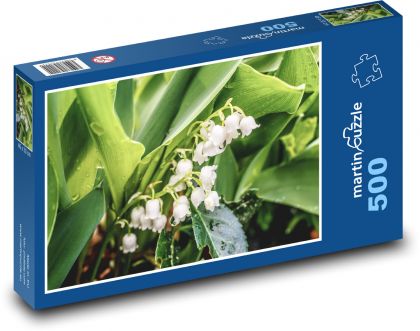 Bílá konvalinka - květ, jaro  - Puzzle 500 dílků, rozměr 46x30 cm