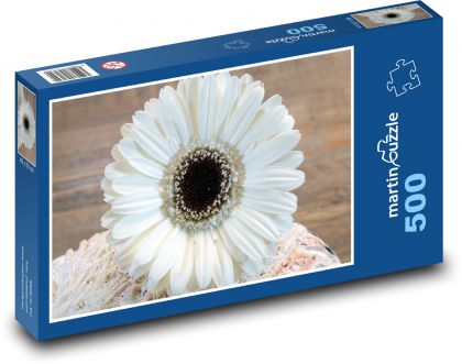 Bílá gerbera - květina, zahrada - puzzle 500 dílků