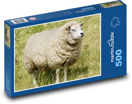 Ovce na louce - zvíře, příroda - Puzzle 500 dílků, rozměr 46x30 cm