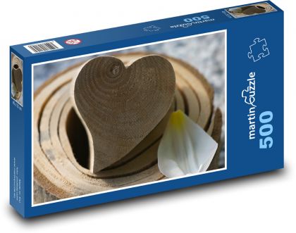 Srdce - drevo, láska - Puzzle 500 dielikov, rozmer 46x30 cm
