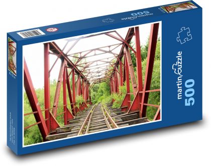 Kolejnice - železný most, železnice - Puzzle 500 dílků, rozměr 46x30 cm