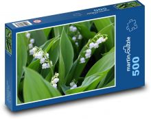 Biała lilia doliny - wiosenne kwiaty, roślina Puzzle 500 elementów - 46x30 cm