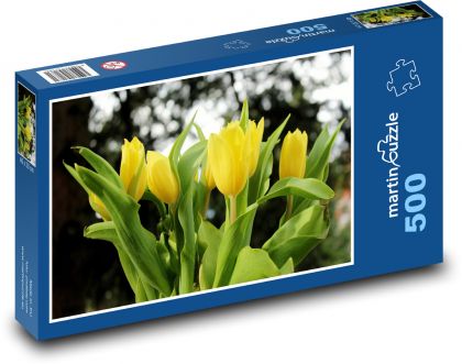 Žluté tulipány - květiny, jaro - Puzzle 500 dílků, rozměr 46x30 cm
