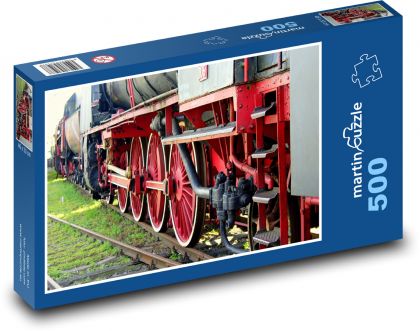 Parní lokomotiva - kola, vlak - Puzzle 500 dílků, rozměr 46x30 cm