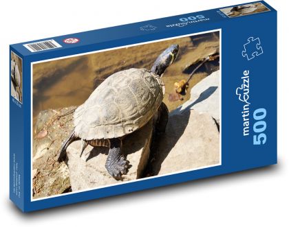 Water turtle - animal, pond - Puzzle of 500 pieces, size 46x30 cm 