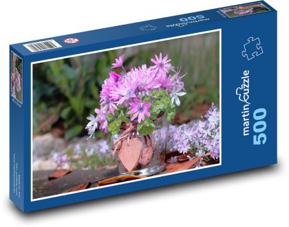 Rosa Anemone - Strauß, Herz - Puzzle - 500 Teile