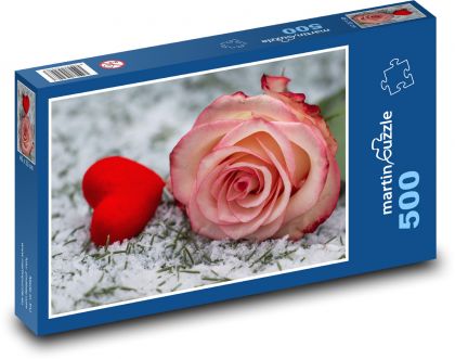 Srdce - růže,  milovat - Puzzle 500 dílků, rozměr 46x30 cm