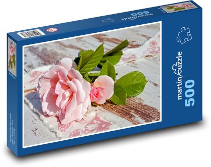 Pink roses - romance, love - Puzzle of 500 pieces, size 46x30 cm 