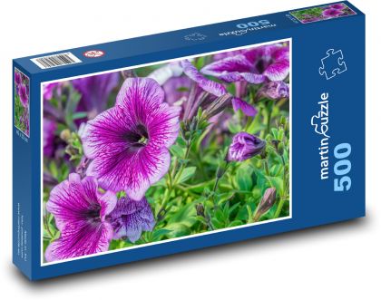 Petunia - fialové kvety, rastliny - Puzzle 500 dielikov, rozmer 46x30 cm 