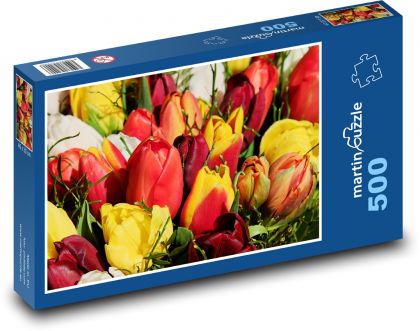 Tulipány - květiny, barevné - puzzle 500 dílků