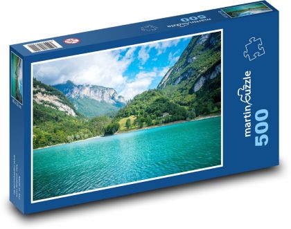 Tenno - jezero, Itálie - Puzzle 500 dílků, rozměr 46x30 cm