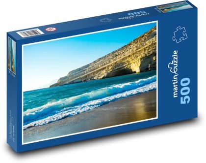 Greece - cliffs in the sea, beach - Puzzle of 500 pieces, size 46x30 cm 