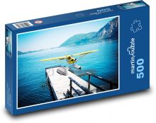 Hydroplán - jezero, hory Puzzle 500 dílků - 46 x 30 cm