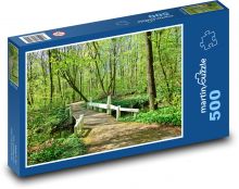 Holzbrücke - Fußgängerbrücke, Wald Puzzle 500 Teile - 46 x 30 cm