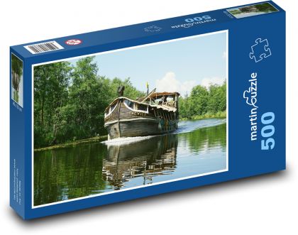 Loď - jezero, plavba - Puzzle 500 dílků, rozměr 46x30 cm