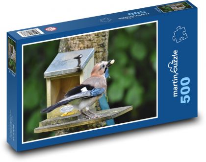 Sója obyčajná - vták, kŕmenie - Puzzle 500 dielikov, rozmer 46x30 cm 