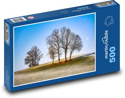 Drzewa - zima, śnieg - Puzzle 500 elementów, rozmiar 46x30 cm