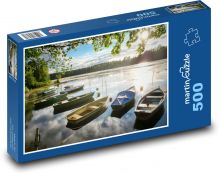 Jezero - západ slunce, lodě Puzzle 500 dílků - 46 x 30 cm