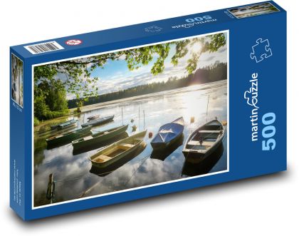Lake - sunset, boats - Puzzle of 500 pieces, size 46x30 cm 