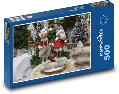 Dekoracje świąteczne - Boże Narodzenie, renifery - Puzzle 500 elementów, rozmiar 46x30 cm