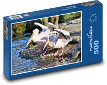 Pelikán - růžový pták, zobák Puzzle 500 dílků - 46 x 30 cm