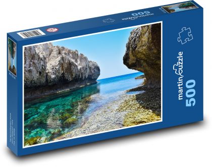 Pláž - skalnaté pobřeží, moře - Puzzle 500 dílků, rozměr 46x30 cm