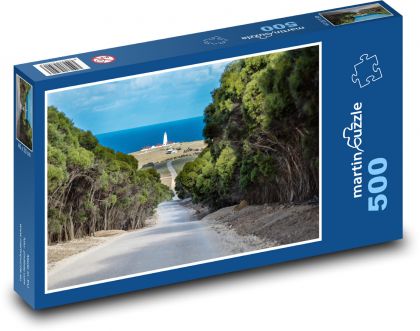 Lighthouse - road, ocean - Puzzle of 500 pieces, size 46x30 cm 