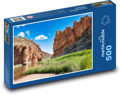 Jezero - hora, skalní útvary - puzzle 500 dílků