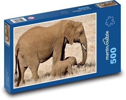 Sloni africké savany - mládě, Afrika - Puzzle 500 dílků, rozměr 46x30 cm