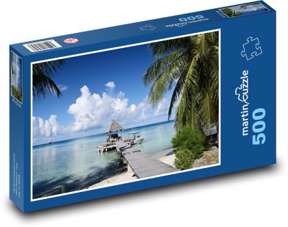 Atol Rangiroa - pláž, loď - puzzle 500 dílků