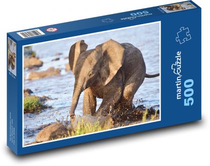 Slon africký - slůně, mládě - Puzzle 500 dílků, rozměr 46x30 cm