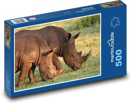 Roundnose rhinoceros - animals, wildlife - Puzzle of 500 pieces, size 46x30 cm 