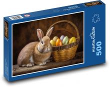 Velikonoční košík - králíček, zajíc Puzzle 500 - 46x30 cm