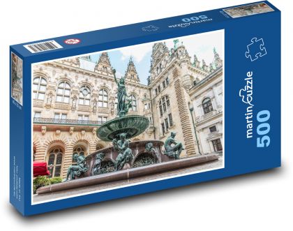Hamburg - radnica, fontána - Puzzle 500 dielikov, rozmer 46x30 cm 