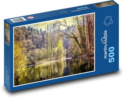 Les - jezero, stromy - Puzzle 500 dílků, rozměr 46x30 cm