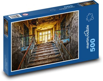 Opuštěné schody - dům, stavba - puzzle 500 dílků