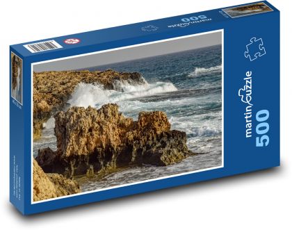 Skaliste wybrzeże - fale, morze - Puzzle 500 elementów, rozmiar 46x30 cm