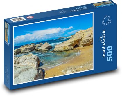 Pláž - skalnaté pobřeží, písek - Puzzle 500 dílků, rozměr 46x30 cm