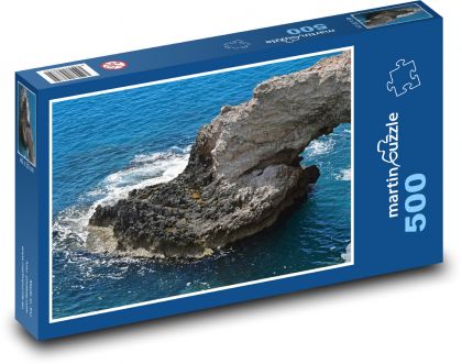 Rock in the sea - waves, erosion - Puzzle of 500 pieces, size 46x30 cm 
