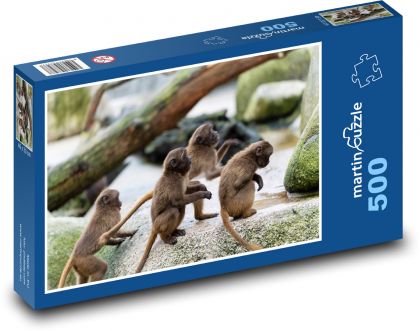 Małpy - zwierzęta, zoo - Puzzle 500 elementów, rozmiar 46x30 cm