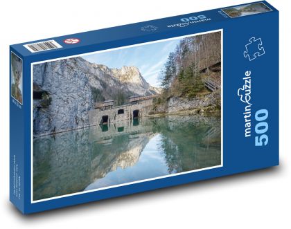 Vodná elektráreň - hory, Alpy - Puzzle 500 dielikov, rozmer 46x30 cm 