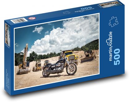 Harley Davidson and construction machinery - Puzzle of 500 pieces, size 46x30 cm 
