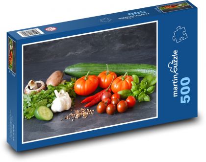 Zelenina - okurka, rajčata - puzzle 500 dílků